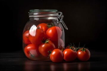 glass jar with tomatoes. Generative AI