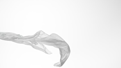 Smooth Elegant White Transparent Cloth Separated on White Background.