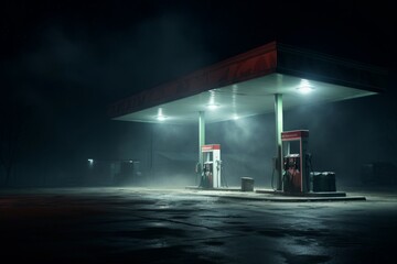 Bustling Gas station. Car energy power. Generate Ai