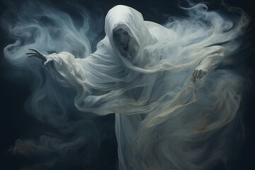 Ghost. Dark scary night fear. Generate Ai