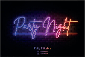 Obraz premium Neon effect for edible text neon style effect logo and night club logo and night party poster text