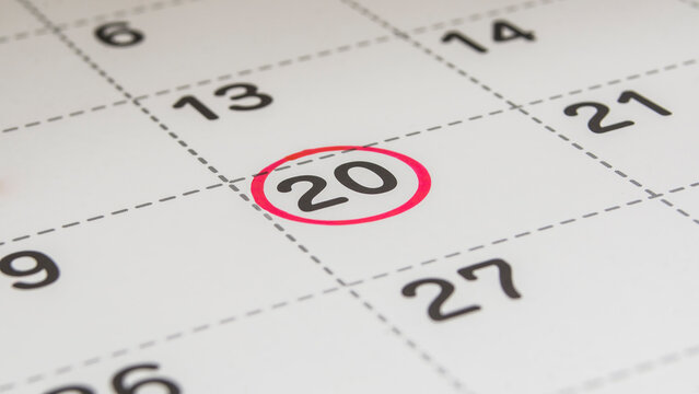 20th of the month on the calendar. 20 