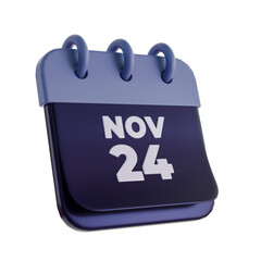 Black Friday 24 November Calendar Icon Isolated 3D Render Illustration