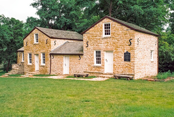 Fototapeta na wymiar Whitman's Trading Post, 1846, In Macktown Historic District, Winnebago County, Illinois