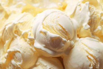 
Delicious vanilla ice cream. Close up of a beige surface texture of vanilla Ice cream. Generative AI