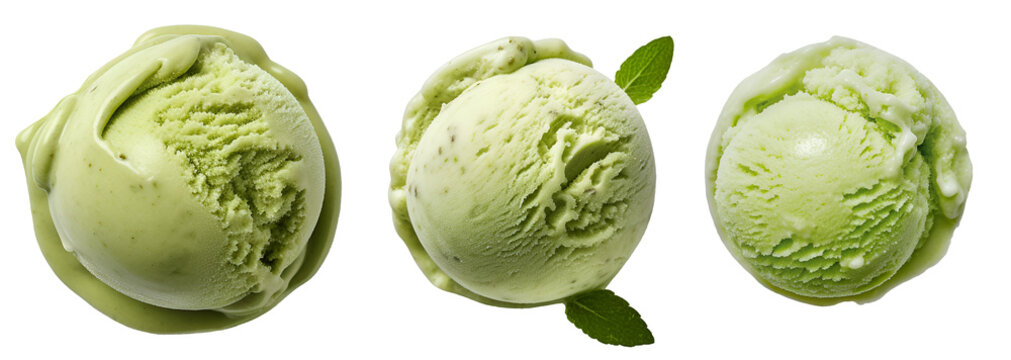 Green tea matcha lime ice cream scoop green concept