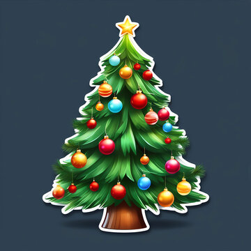 minimalistic illustration of a winter christmas tree, christmas tree design, beautiful and cartoon xmas tree vector, winter and christmas decoration