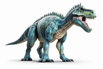 Fototapeta premium Jurassic dinosaur with unique features (isolated on white). Generative AI