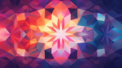 Generate an abstract background featuring a kaleidoscope of geometric patterns that evoke a feeling of motion and energy.
