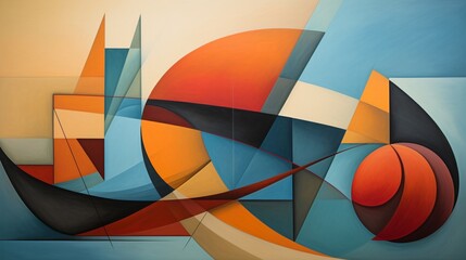 Generate an abstract composition that explores the concept of movement and rhythm through rhythmic...