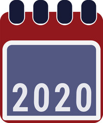 Page of calendar displaying year 2020. Illustration
