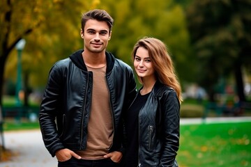 Fototapeta premium Portrait of a couple in the park
