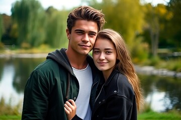 Beautiful couple in the park.