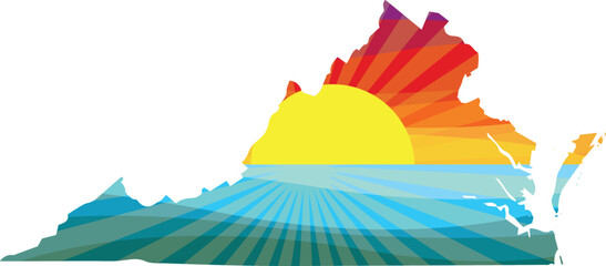 Colorful Sunset Outline of Virginia Vector Graphic Illustration Icon
 - obrazy, fototapety, plakaty