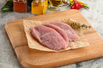 Raw turkey breast fillet steak