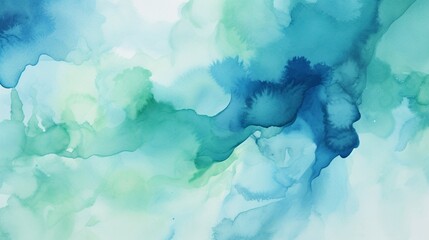 Produce a calming watercolor abstract with flowing indigo and seafoam green tones.