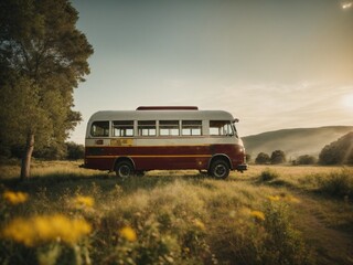 Beautiful bus in nature