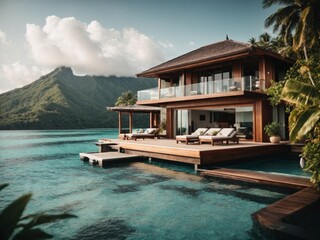 Fototapeta na wymiar Luxury overwater villa