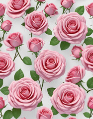 Background with patterns and texture of 3D roses and spring flowers.
