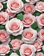 Background with patterns and texture of 3D roses and spring flowers.