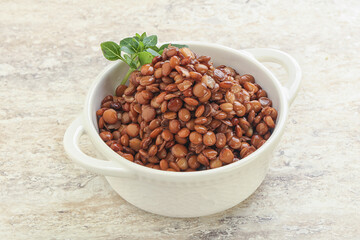 Boiled lentil in the bowl