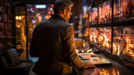 Cybersecurity Vigilance: A security expert reviewing screens filled with security alerts, showcasing the intensity of IT security operations.