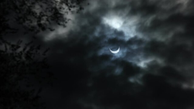 Clouds floating past during an eclipse of the sun