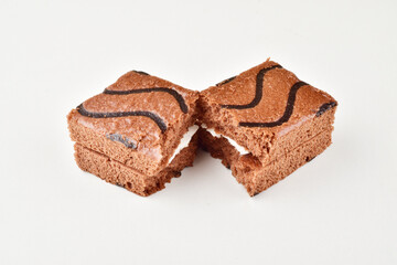 Broken slice of chocolate cake