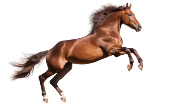 Beautiful jumping horse isolated on transparent background. Png clip art element.