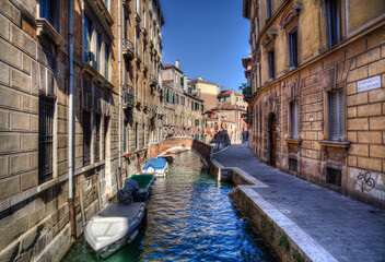 Little bridge and canal in Venice, Italy - 661972707