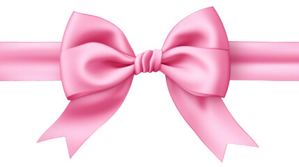 Beautiful shiny silk pink bow isolated on transparent background, decorative design png element, clip art festive object.