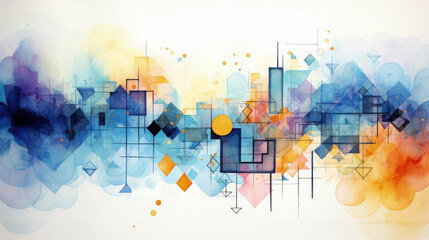 Obraz premium Artistic Background with Watercolor and Shapes