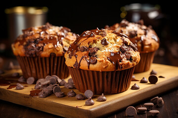 Chocolate Chip Muffins health Snacks Recipes Food, generative ai