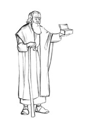 Ancient jewish man. Pencil drawing