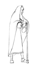 Ancient jewish man. Pencil drawing