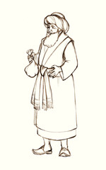 Ancient jewish man. Pencil drawing