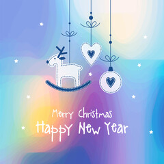 Merry Christmas, New year greeting card. Decorative abstract background. Sky with stars.