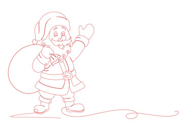 vector santa line art style doodle illustration. merry christmas background element vector