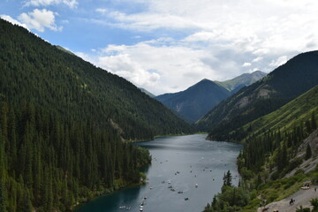 Fototapeta na wymiar Kolsay Lakes National Park in Kazakhstan