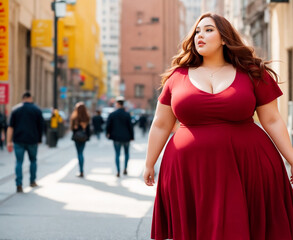 Fototapeta premium A young happy plus size woman