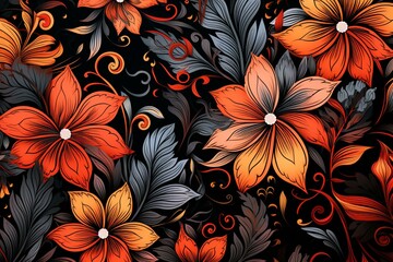 Floral pattern with abstract flowers. Generative AI