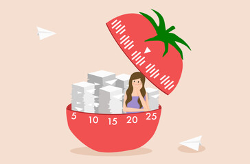 Productivity work process vector, prioritize work with limit of time, business working tools vector, work with deadline approaching, overwhelm business tasks, business daily routines working.