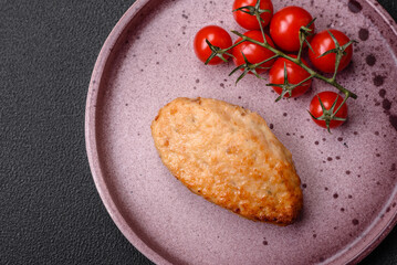 Delicious fresh fried vegetarian soybean cutlet with salt, spices and herbs