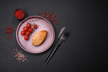 Delicious fresh fried vegetarian soybean cutlet with salt, spices and herbs