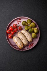 Sausages vegetable protein seitan meatless soy wheat classic taste vegetarian or vegan snack