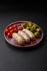 Sausages vegetable protein seitan meatless soy wheat classic taste vegetarian or vegan snack