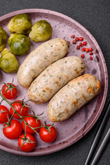 Sausages vegetable protein seitan meatless soy wheat classic taste vegetarian or vegan snack