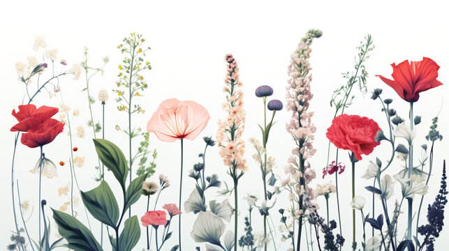Experience the splendour of the outdoors through captivating Riso prints of botanical illustrations, perfect for home decoration or nature-related designs.