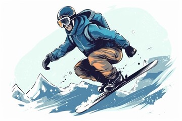 Fototapeta na wymiar Extreme sport on a snowboard. Snow tourism concept. Generative AI.