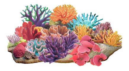 Fototapeta na wymiar Colorful coral reef on a white background